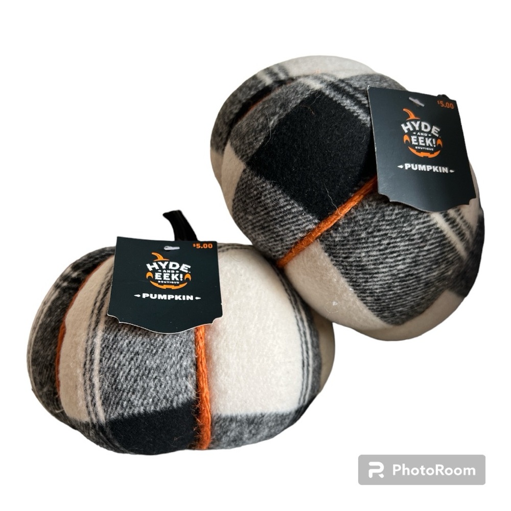 Hyde and EEK Harvest Plaid Pumpkin Medium Black and Cream Target Halloween Fall
